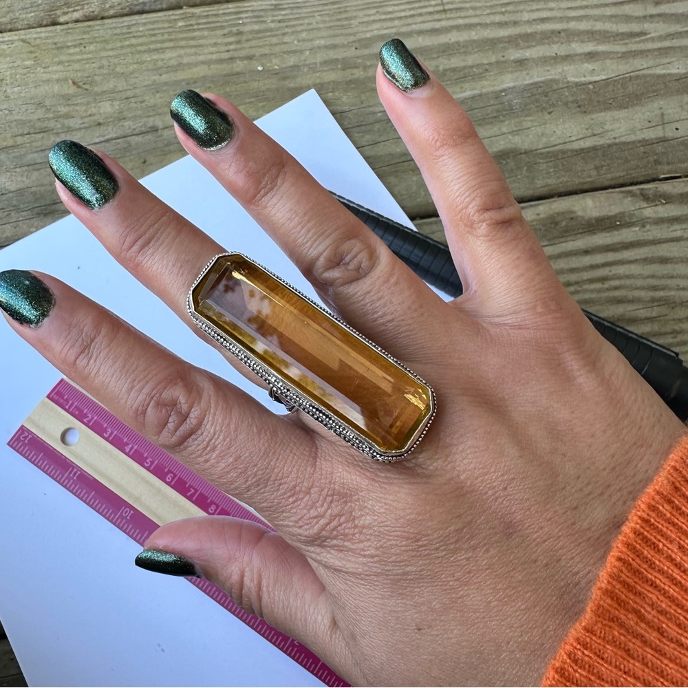 Utterly Ridiculous Faux Citrine Bali-style 925 Silver Guru ring